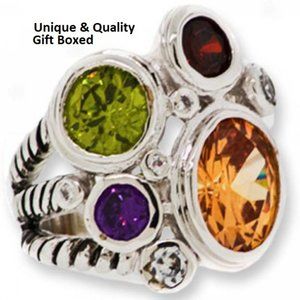 Ring multi colored cable cubic zirconia NWT